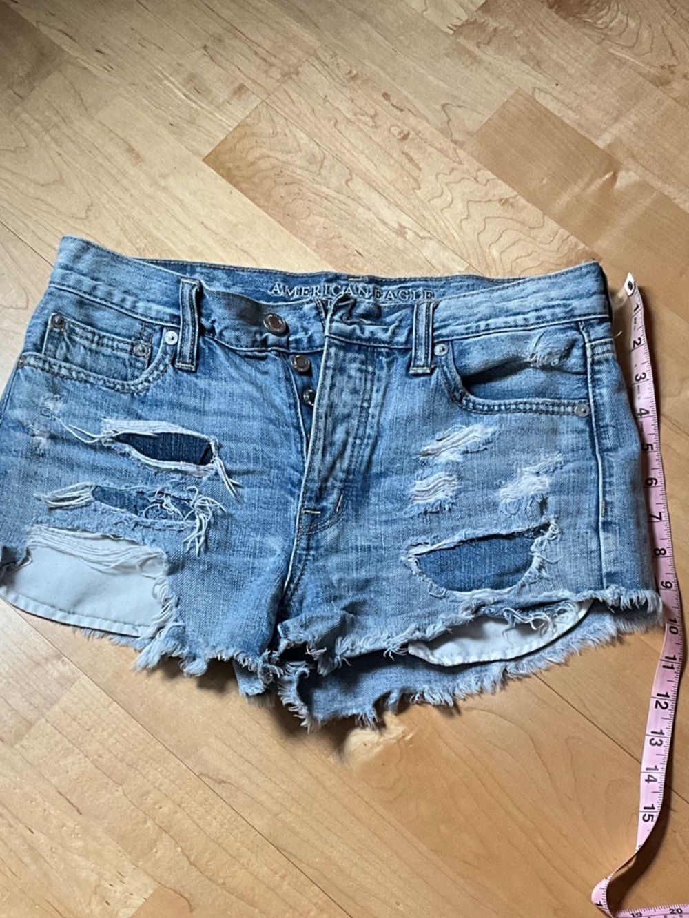 American Eagle Outfitters Light Wash Distressed Denim Cutoff Shorts